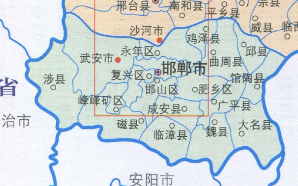 河北邯郸在地图哪里（邯郸高开区地图都是哪里）