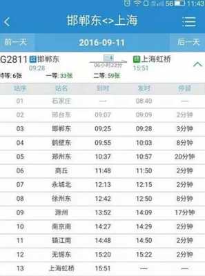邯郸到上海高铁时刻表（邯郸至上海高铁票票价）